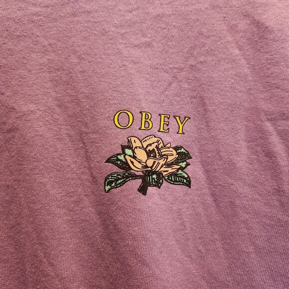Obey Men's T-Shirt Peach Flower Size M 100% Cotton - Picture 3 of 6